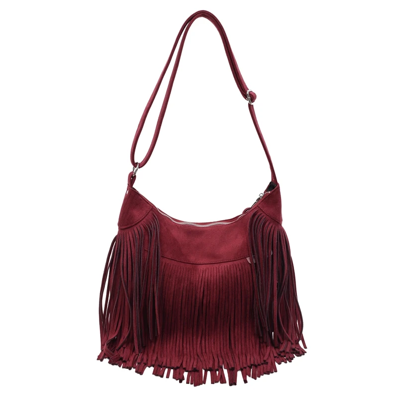 

New Long Tassels Women Handbag Fashion Shoulder Bags for Ladies Hand Bag Soft PU Leather Casual Hobos Armpit Bag Female Tote