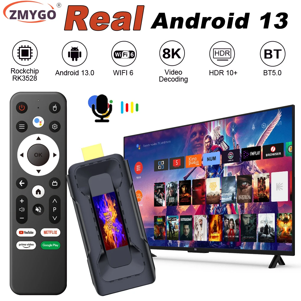 Android TV Stick 4K Android 13 RK3528 Quad Core USB 3.0 WIFI6 BT5 Voice Remote 16GB 32GB TV Stick 8K HD Smart TV Android 2025