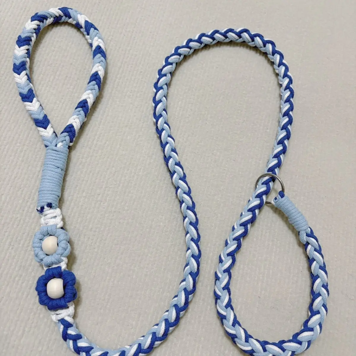 編組コットン犬用リード – 手織りロープ、安全な合金バックルと快適なハンドル、小型犬、中型犬、大型犬用、トレーニング用リード