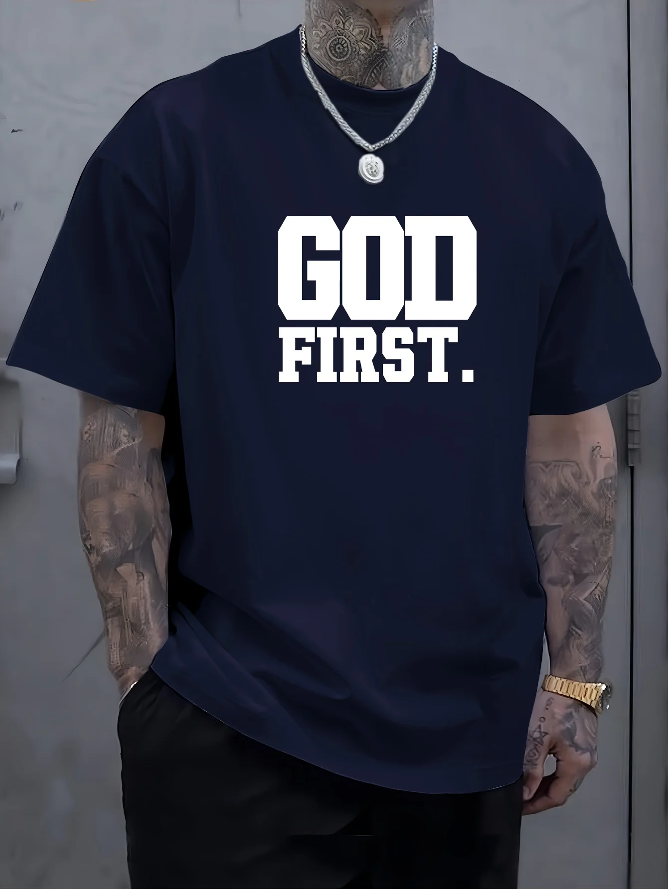 Men's Short-Sleeve T-Shirt Base Layer, Versatile Top, Half-Sleeve T-Shirt, Summer Men's Clothing, PLUS SIZE