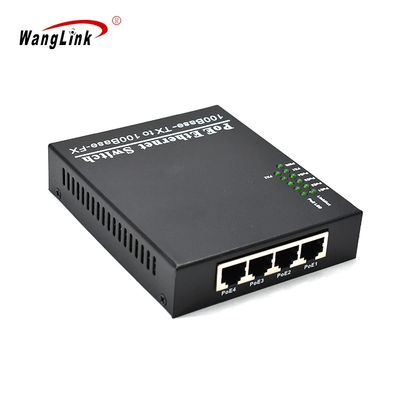 

Wanglink Factory Sale Good Price 4-PoE Ethernet Switch 100Base-TX to 100Base-FX SC Fiber POE Switch for CCTV Security