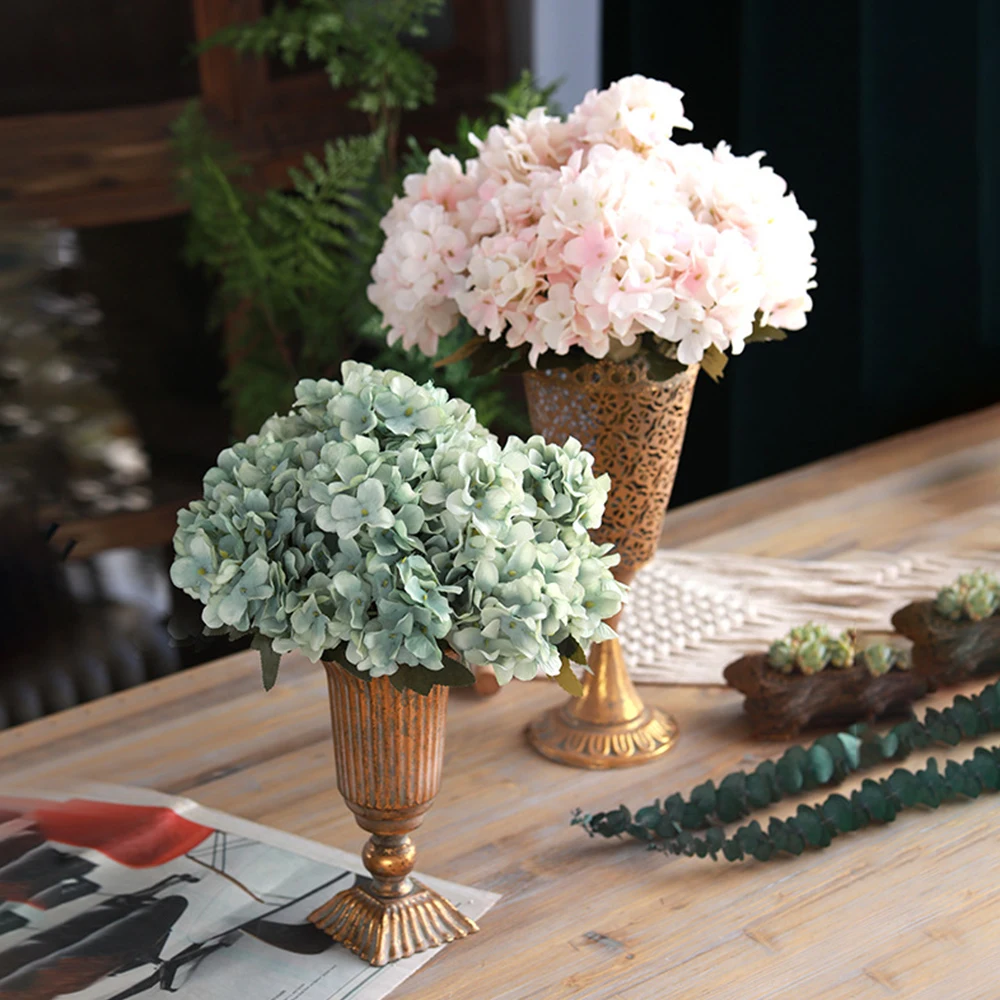 1/4 pçs flores artificiais de seda hortênsia casamento buquês de noiva feriado casa quarto jardim parede festival diy caixa de presente decoração barato