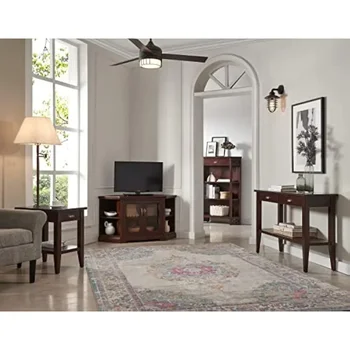 로랑 서랍 스윙 암 램프 사이드 테이블, 선반, 초콜릿 체리, 1 팩