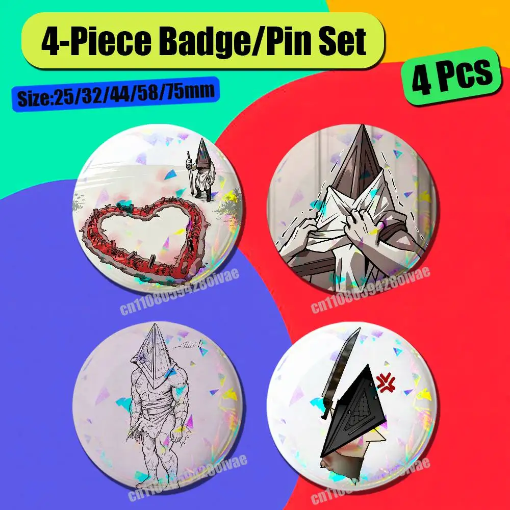 4 Pcs Set Round Button Emblem Laser Film Gift 44mm Custom For Silent Hill Heather Mason Badge Pin Insignia Cover 32mm 58mm 75mm view 4