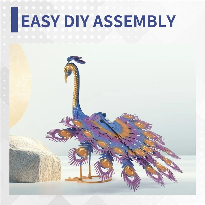 ABLJ 아름다운 공작 동상 현실적인 금속 공작 잔디 장식 야외 조각 쉬운 DIY 조립