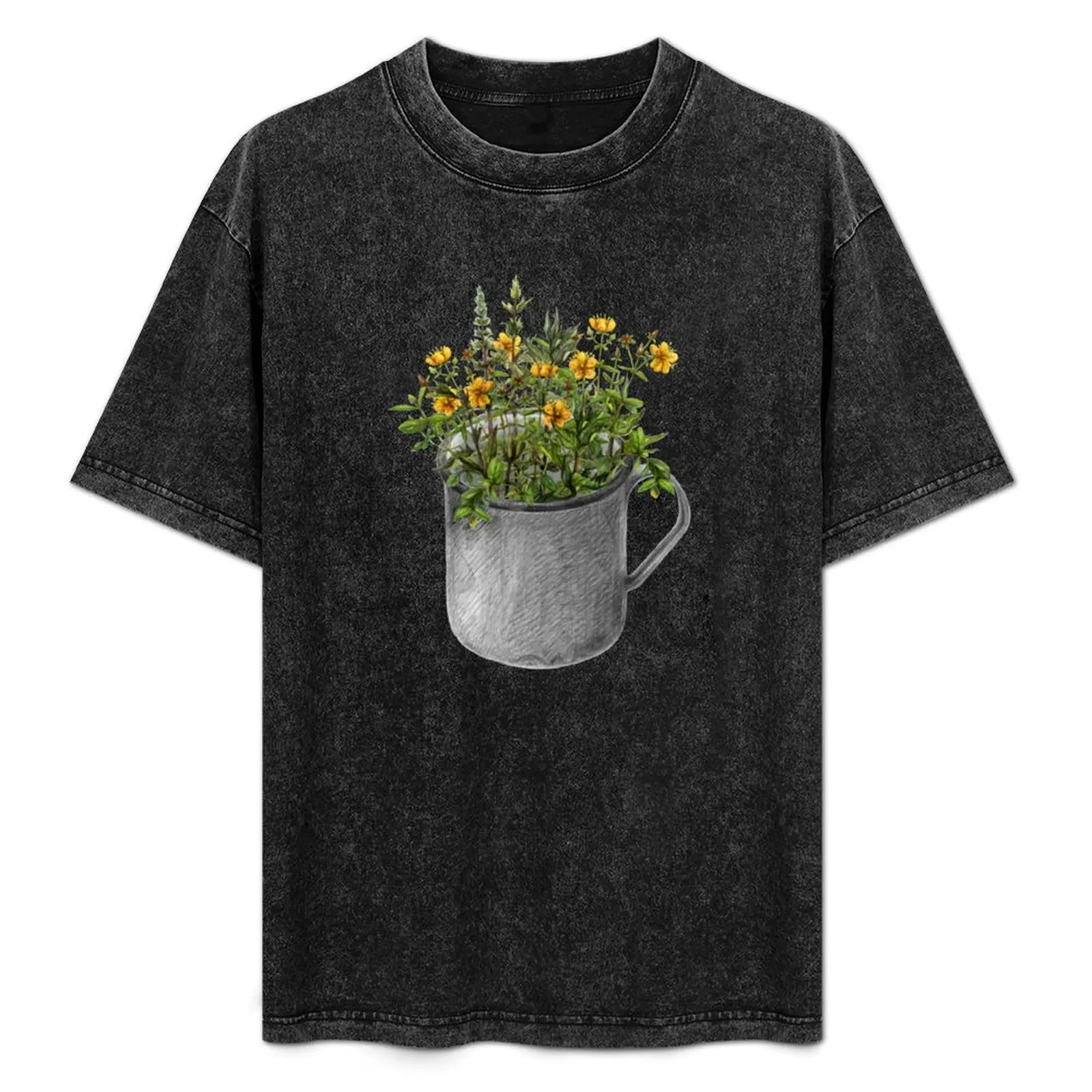 

Mug with mint and hypericum flowers T-Shirt Big and Tall Loose Fit T-Shirt
