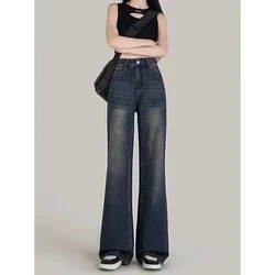 Harajuku Vrouwen Vintage Streetwear Amerikaanse Baggy Cargo Jeans Hoge Taille Rechte Wijde Pijpen Denim Blauwe Broek Broek