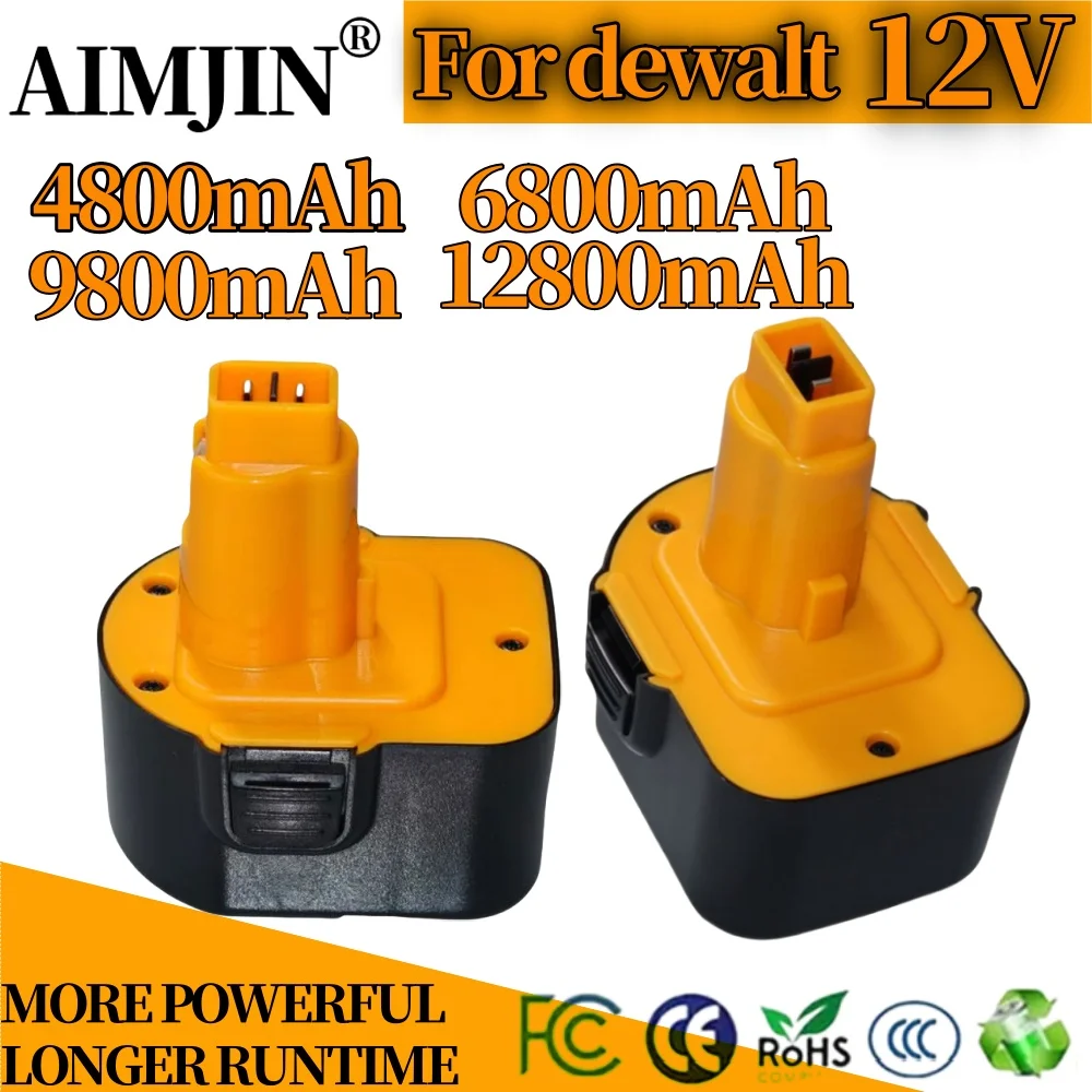 

12V 4.8Ah-12.8Ah Ni-MH Tool Battery for Dewalt DC9071 DE9037 DE9071 DE9075 DW9071 DW9072 DW9074 DC727 DC756 DC980 DC981 DW051