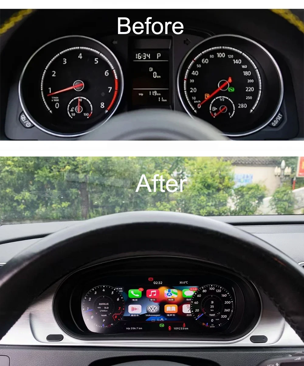 عداد السرعة الرقمي لشركة فولكس فاجن باسات B6 B7 CC 1920*720 10.3 ''LCD لوحة القيادة قمرة القيادة الافتراضية #4
