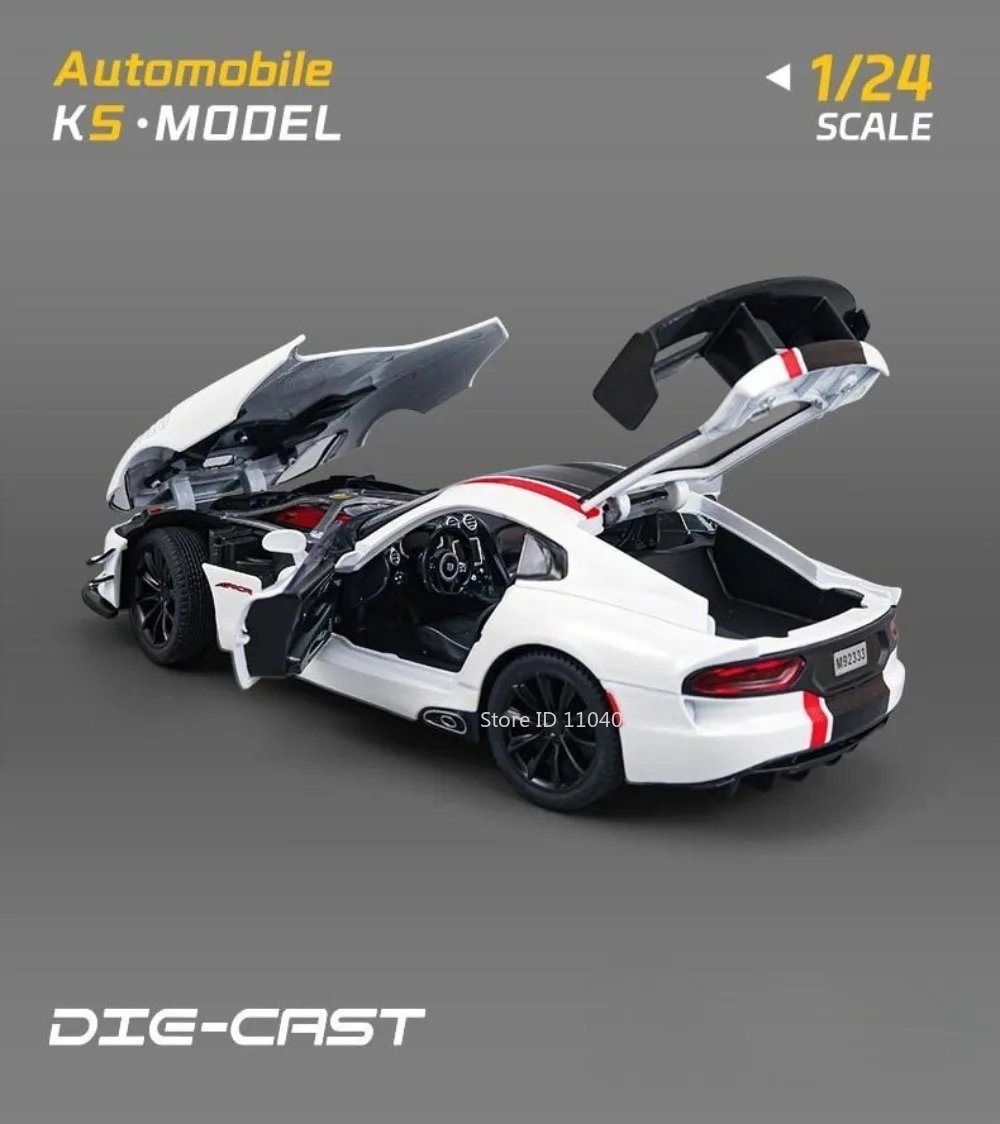 1:24 Viper Cobra Modellspielzeug, Sportwagen, Legierung, Druckguss, Ton, Licht, Türen geöffnet, zurückziehen, exquisite Innensammlung, Supercars – Detail 4
