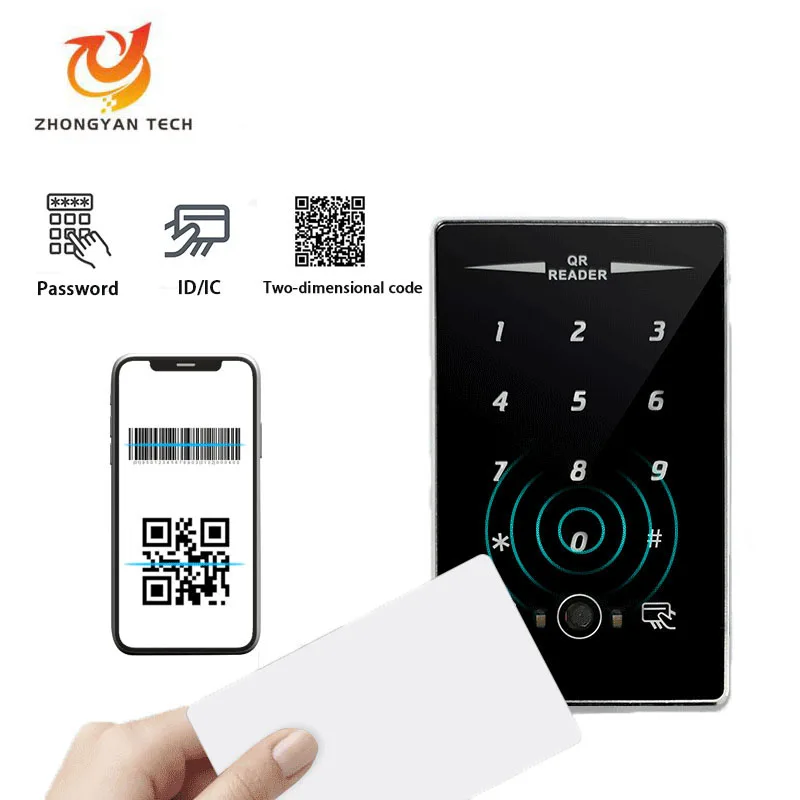 RFID 13.56Mhz Barcode QR Card Reader Wiegand Waterproof Keypad Metal QR Code Reader Access Control With RS232 RS485 Uart