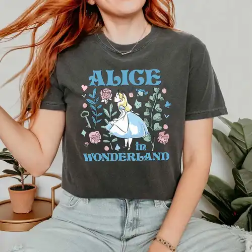 Imagen 1 del producto Camiseta de Alicia en el país de las Maravillas para mujer, camiseta Retro holgada de algodón con estampado de dos lados de princesa, camiseta Unisex, ropa de fantasía Y2K