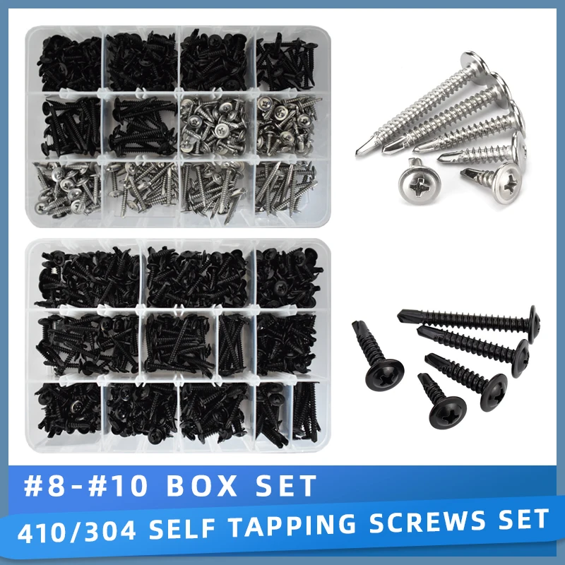 

#8#10 Self Tapping Screws for Metal 304 (410) Stainless Steel Modified Truss Head Woodworking Self Drilling Screw Assortment Kit