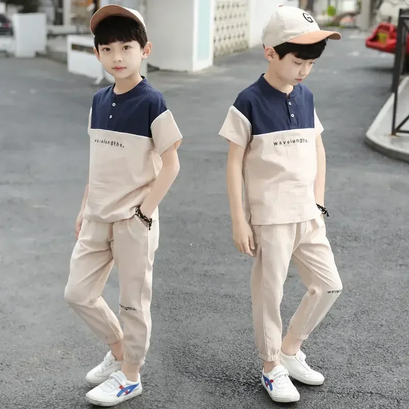 

New Summer Boys Clothing Sets Children T-shirt Short Sleeve +Pants Set Two Pieces Set Kids Baby Boys Clothes 6 8 10 Years Old