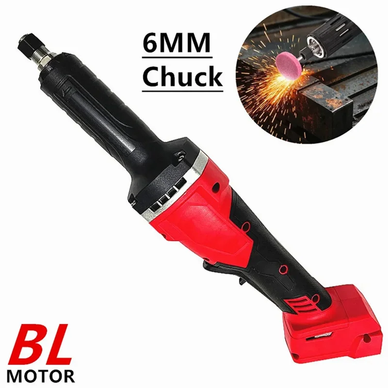 B45C لبطارية 18 فولت تعمل بالطاقة 6 مللي متر مطحنة القالب الكهربائية بدون فرشاة طاحونة مستقيمة حجر نحت تلميع ماكينة الطحن أداة