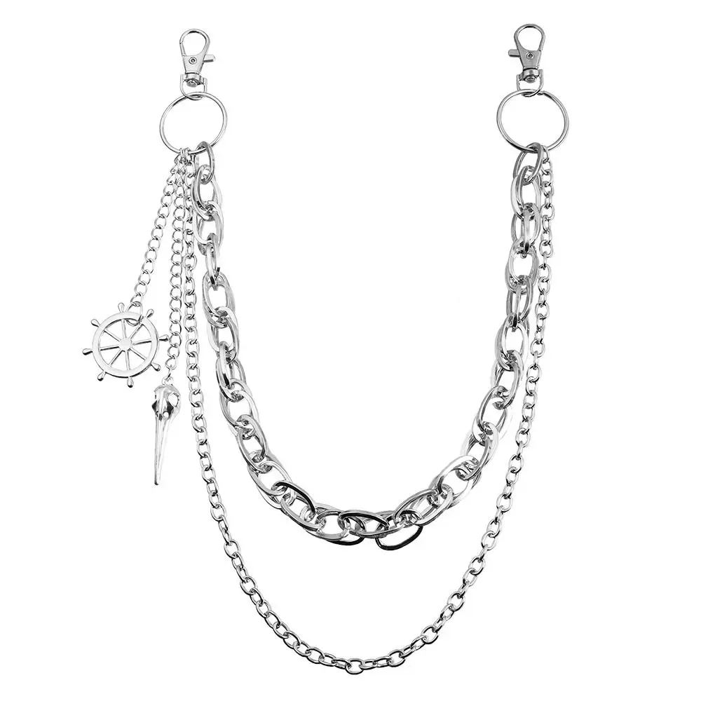 موضة قلادة معدنية بانت سلسلة الهيب هوب الطبقات الخصر مفتاح سلسلة Y2K الظلام نمط مجوهرات اكسسوارات للرجال النساء #4