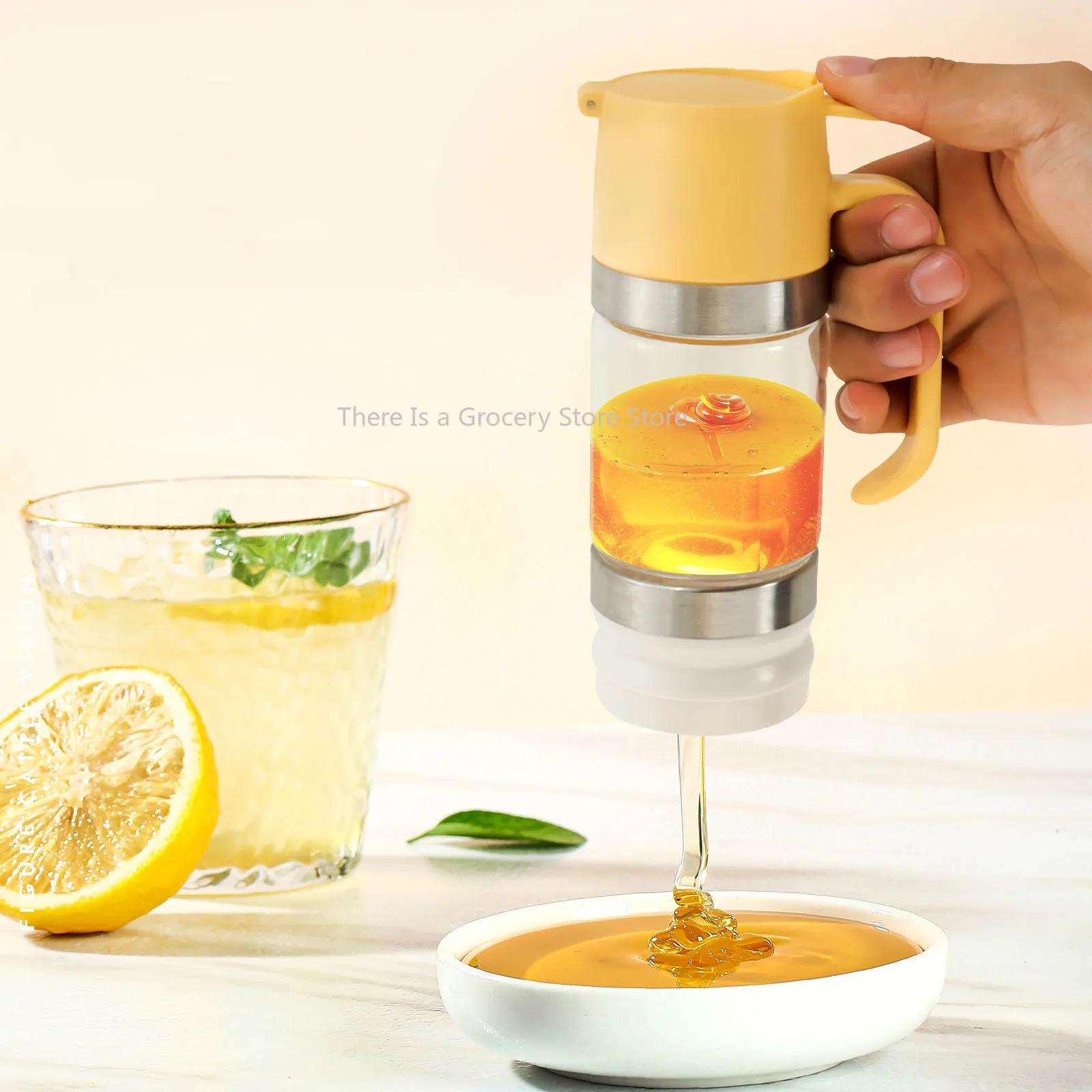 Distributeur de miel de cuisine en verre sans pot de miel d'égouttage avec poignée distributeur de sirop de condiments pour pain café thé outils de cuisine nouveau
