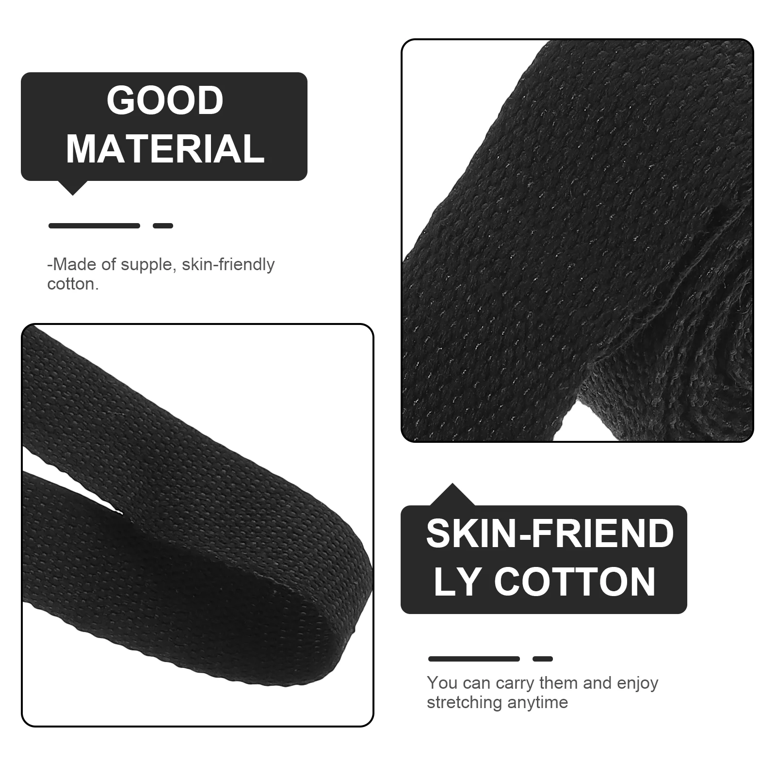 

2 Pcs Fitness Yoga Strap Exercise Bands Adjustable Black Professional Stretching