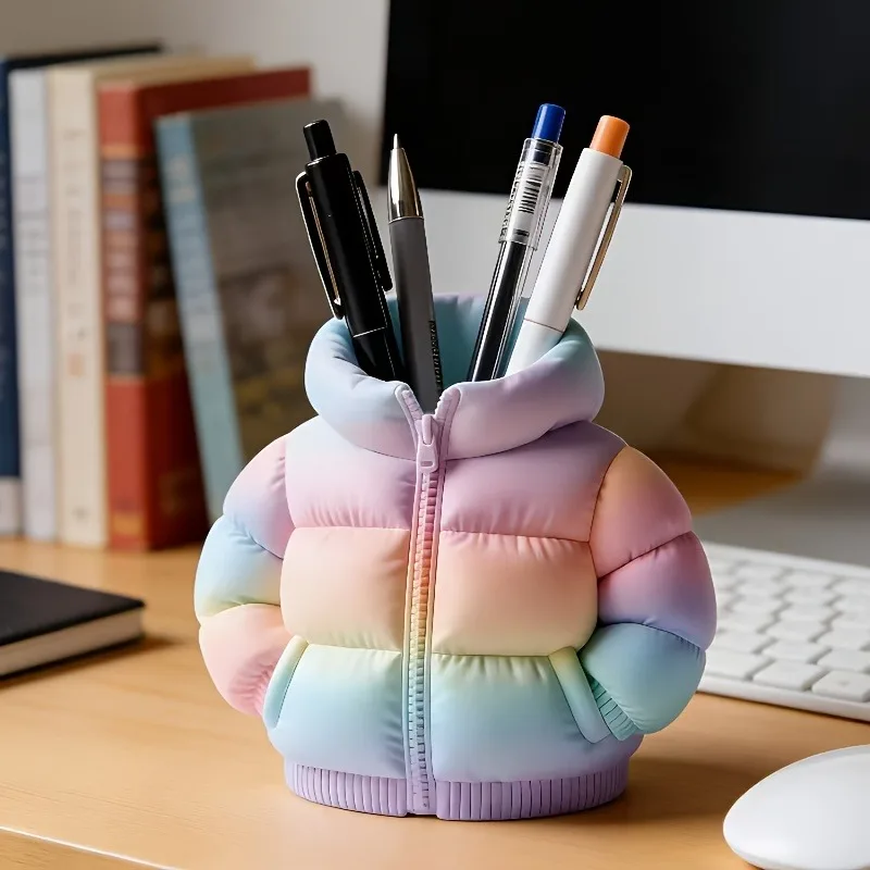 Down jacket 3D printed pen holder, suitable for study, office, home, dormitory, back-to-school season, Christmas gifts