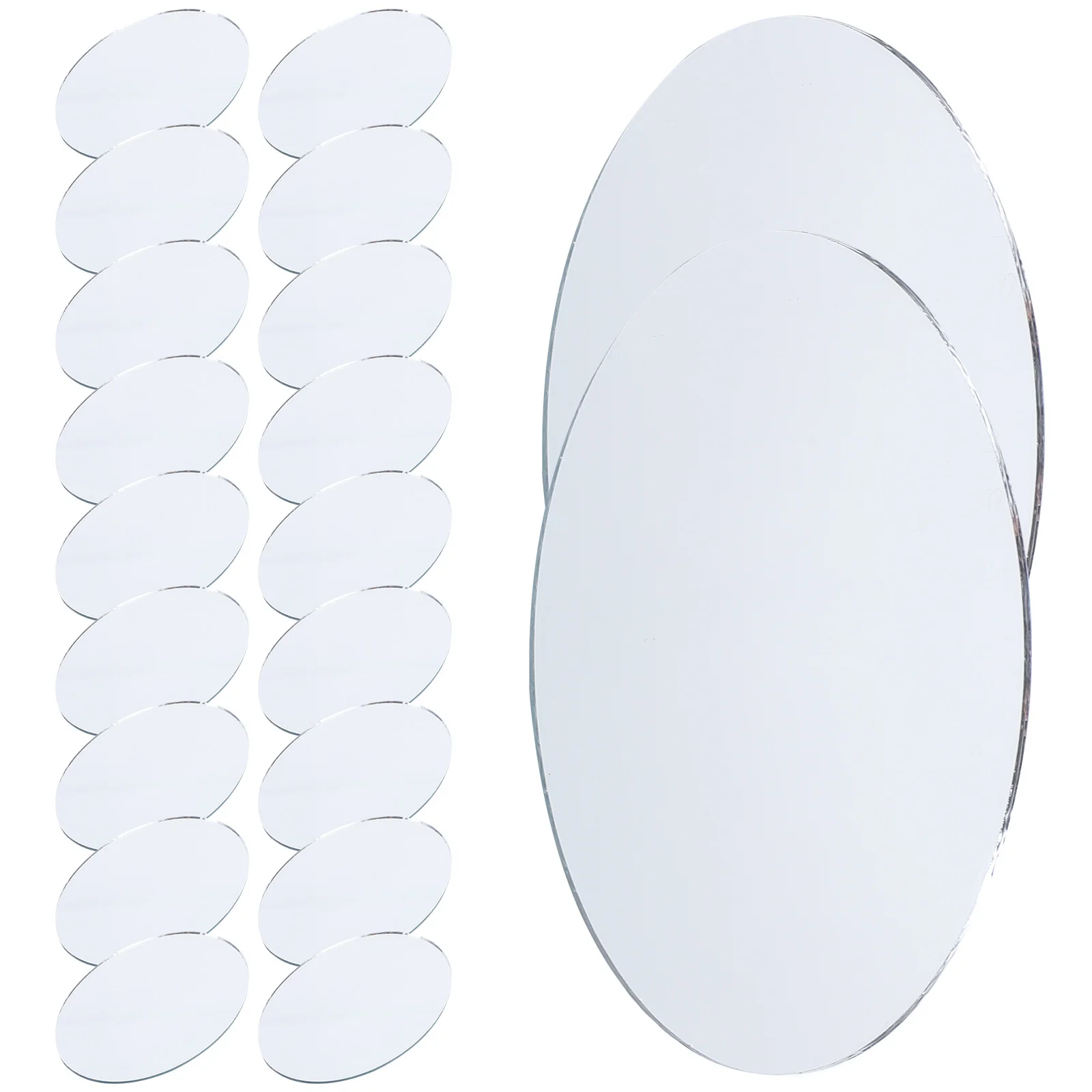 20Pcs Unfinished Oval Mirror Lens for DIY Makeup Mirror - Mini Compact Small Portable Craft Kit Women Gift