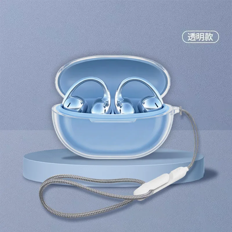 Clear Case for Baseus MC2 S Bluetooth Headphones Solid Color Transparent Split Full-Body TPU Anti-Drop Soft Shell
