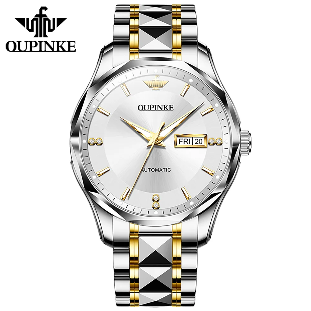 OUPINKE 3295 TOP Brand Original Mechanical Watch for Men NEW Imported Japanese Movements Date Tungsten steel Watches