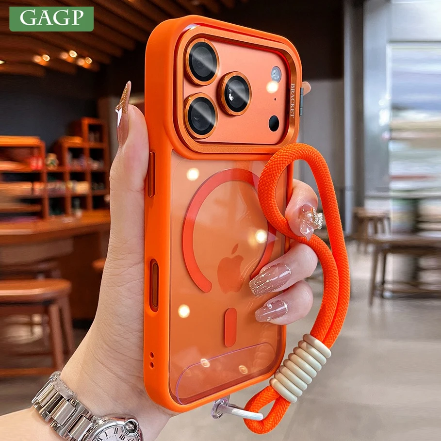 For iPhone Air 14 15 16 Plus Magnetic Camera Bracket Transparent Magsafe Case for iPhone 17 16 15 14