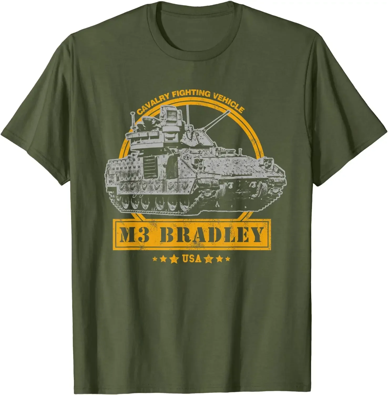 2024US Army M3 Bradley Tracked Armoured Fighting Vehicle T-Shirt Size S-5XL 100% Cotton O-Neck Short Sleeve Casual Mens T-shirt