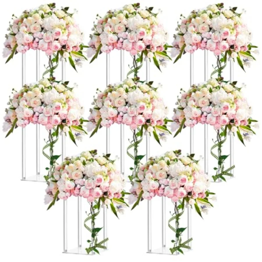 

Pieces Tall Acrylic Vase Wedding Centerpieces Clear Flower Stand Column Geometric Floral Vase Elegant Display Holder for Birthd