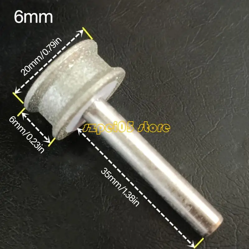 45be 2-12mm kim cương lõm vào bánh xe để đánh bóng các cạnh tròn và bề mặt cong trên các jades thủy tinh với thân 6 mm