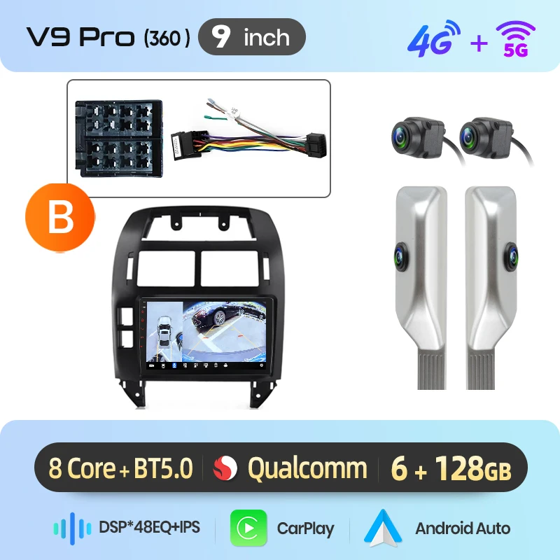 Junsun AI Voice Wireless CarPlay Android Auto Radio voor Volkswagen Polo Mk4 IV 2001-2011 Auto Multimedia Speler BT FM GPS Navigatie 2din DSP Head Unit autoradio