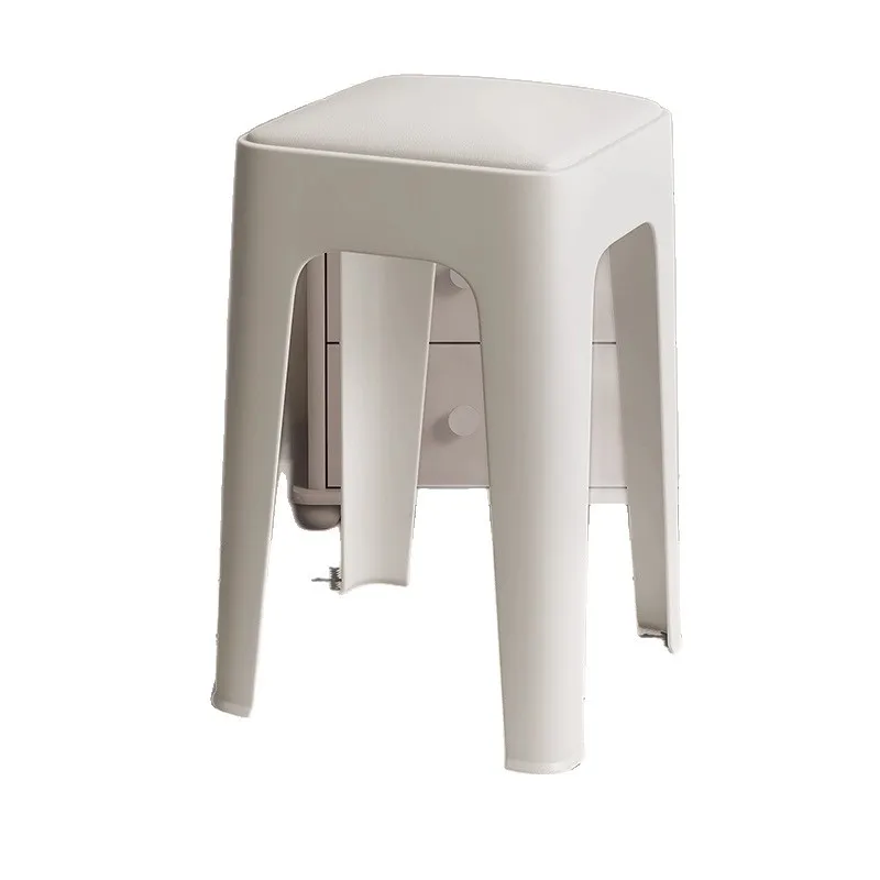 Bangku plastik rumah tangga yang dipertebal, dapat ditumpuk, bergaya Nordik, kreatif, dengan dudukan empuk, bangku modern sederhana untuk ruang tamu, meja makan, kursi tinggi.