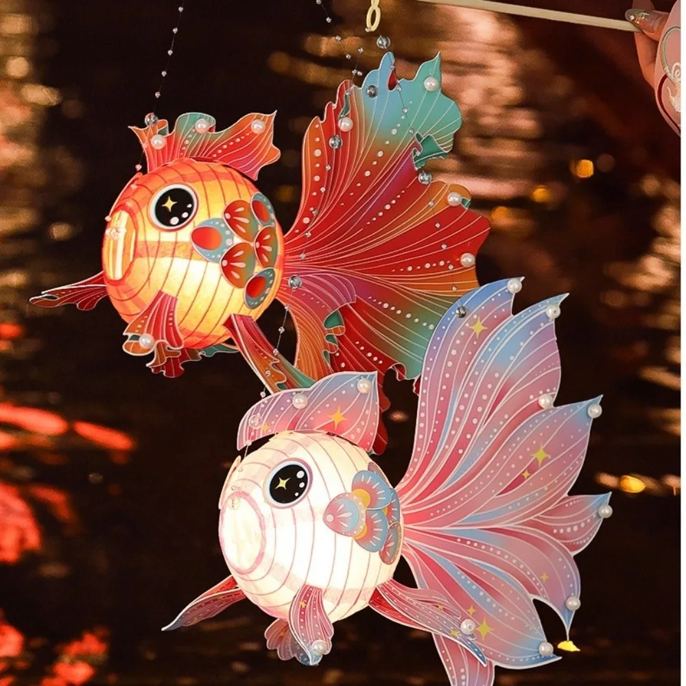 

Chinese Style Goldfish Lantern Glowing Handmade Mid-Autumn Festival Lantern Good Luck Luminous Glowing Handheld Lantern Festival
