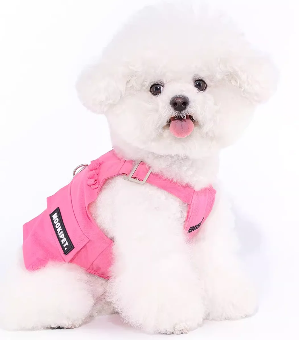 Mookipet-Pink Work Vest for Pets, Puppy Clothes, Small and Medium Dog, Chihuahua, French Bulldog, Summer Clothing, 2022