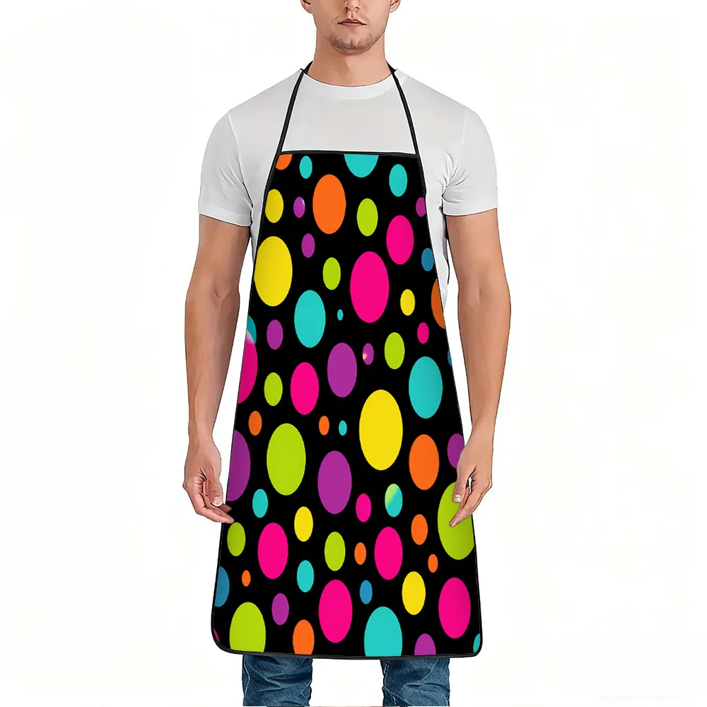 1pc Colorful Polka Dots Print Apron, Durable And Easy to Clean, Adjustable Waistband, Polyester Material, for Kitchen Cooking, G