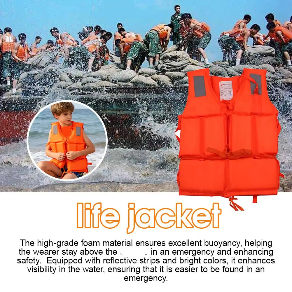 Chaleco salvavidas naranja útil para adultos y niños, flotación de espuma, chaleco salvavidas para natación, chaleco de pesca para barcos, chaleco para nadar a la deriva