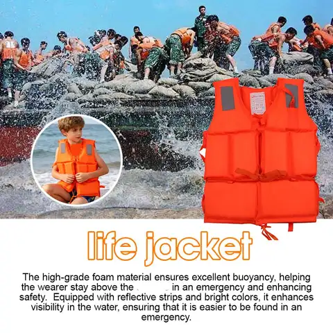 Life Jacket Orange Useful Adult Childen Foam Flotation Swimming Life Jacket Vest Boats Fishing Vest Swimming Drifting Vest