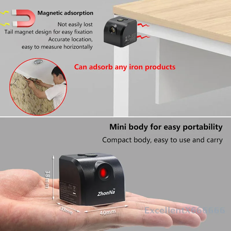 Laser Level Portabel Merah yang Dapat Diisi Ulang via USB; Ukuran Miniatur, Garis Silang; Ideal untuk Proyek DIY