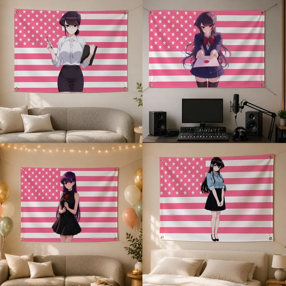 Anime Epic K-Komi Can't Communicate Flags Wall Hanging Flag Banner for Bedroom Dorm Party Festival Camping Indoor Outdoor Decor