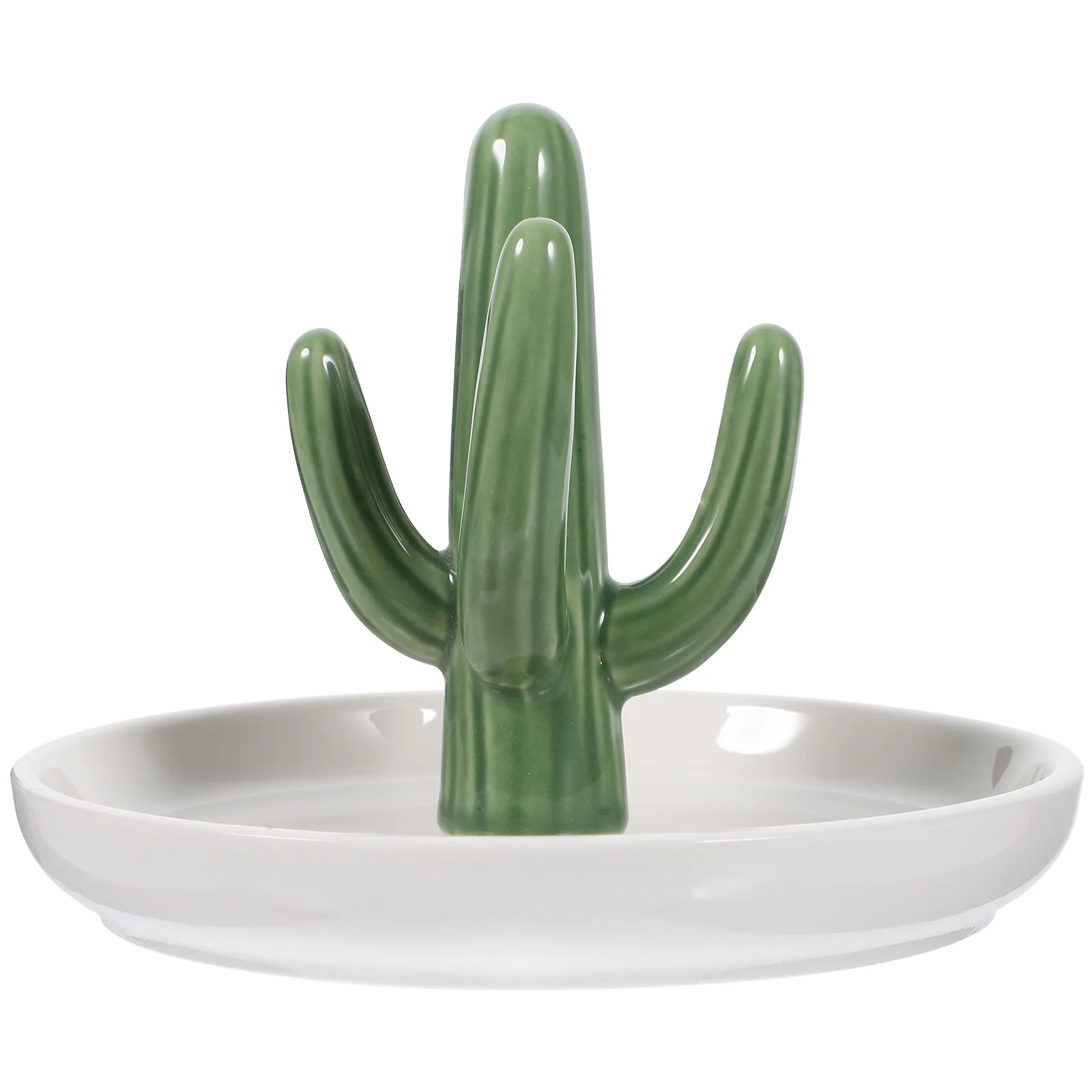 

Smooth Edge Ceramic Cactus Jewelry Display Tray Storage Dish for Home Desktop Decor Organizing Earrings Necklaces Rings