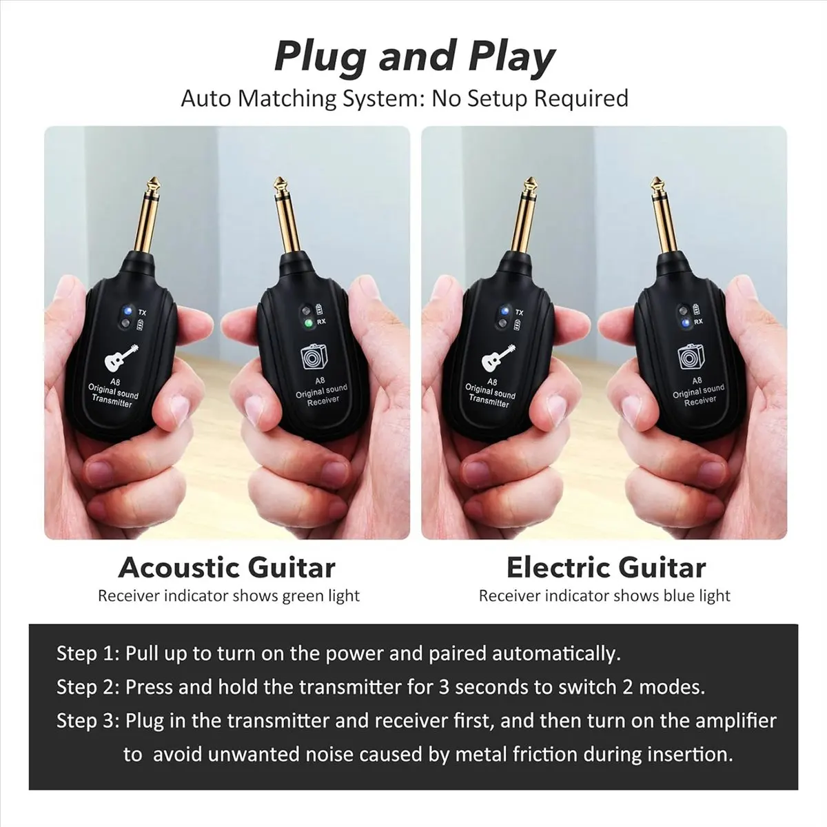 

Беспроводная гитарная система A23G A8 с перезаряжаемым UHF-передатчиком и приемником для гитары, бас-гитары, скрипки, клавишных инструментов