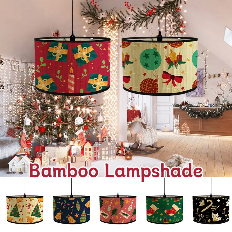 

Christmas Decor Lamp Shade Bamboo Crafts Chandelier Party Xmas Pendant Kitchen Hallway Cafe Home Homestay Decor Lampshades