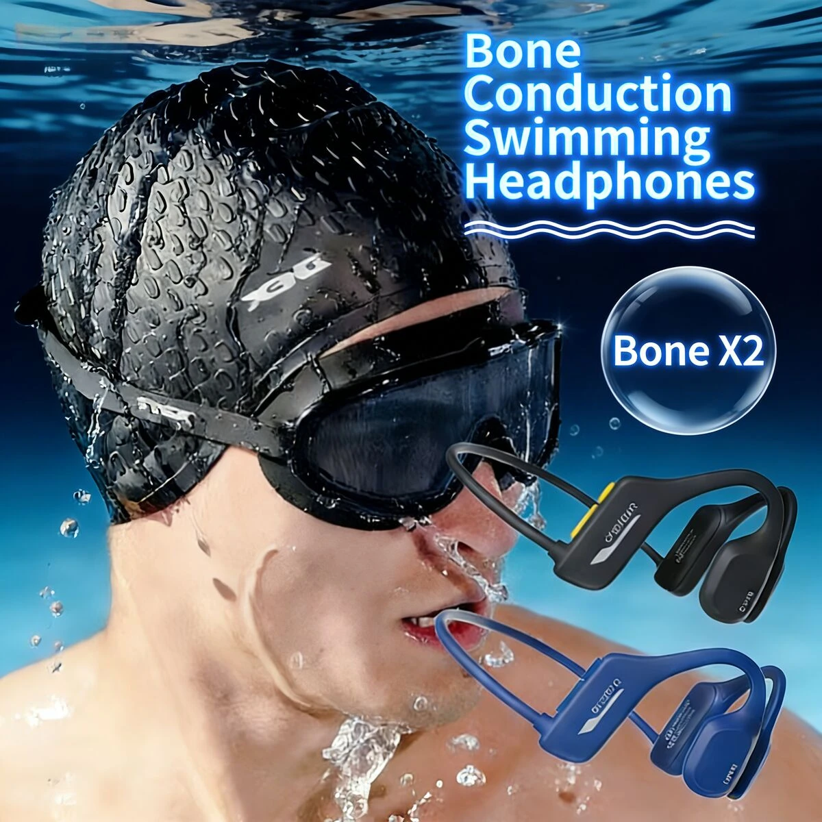 

IP68 Waterproof Bluetooth Bone Conduction Ear-Hook Earphone 8GB Storage Ergonomic Earset for Swimming Sport Music Daily Exercise