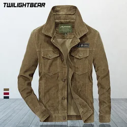 New Men's Corduroy Jacket Male Outerwear Spring Autumn Oversized Solid Casual Jacket Men Clothing Coats