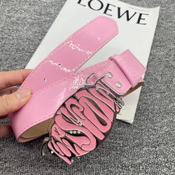 2024 European and American Fashion Women's Belt Spicy Girl Style Street Letter Pink Belt Women's Subcultural Y2k Belt Versatile