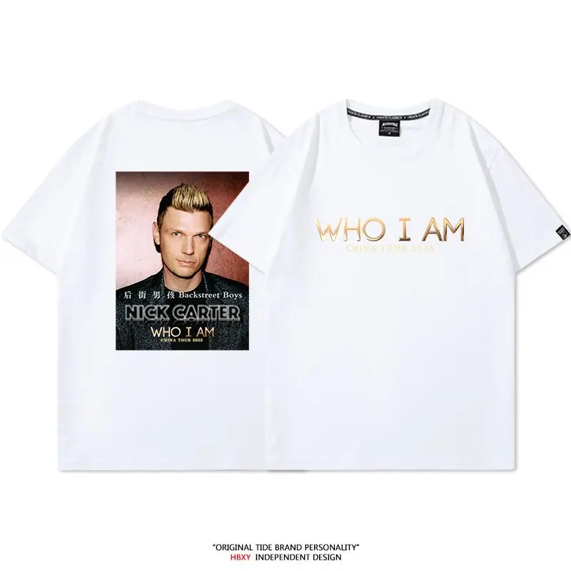 Backstreet Boys Band Nick Carter Tour T-shirt Short Sleeved Men's and Women's Summer American Concert Surrounding Leisure Trend