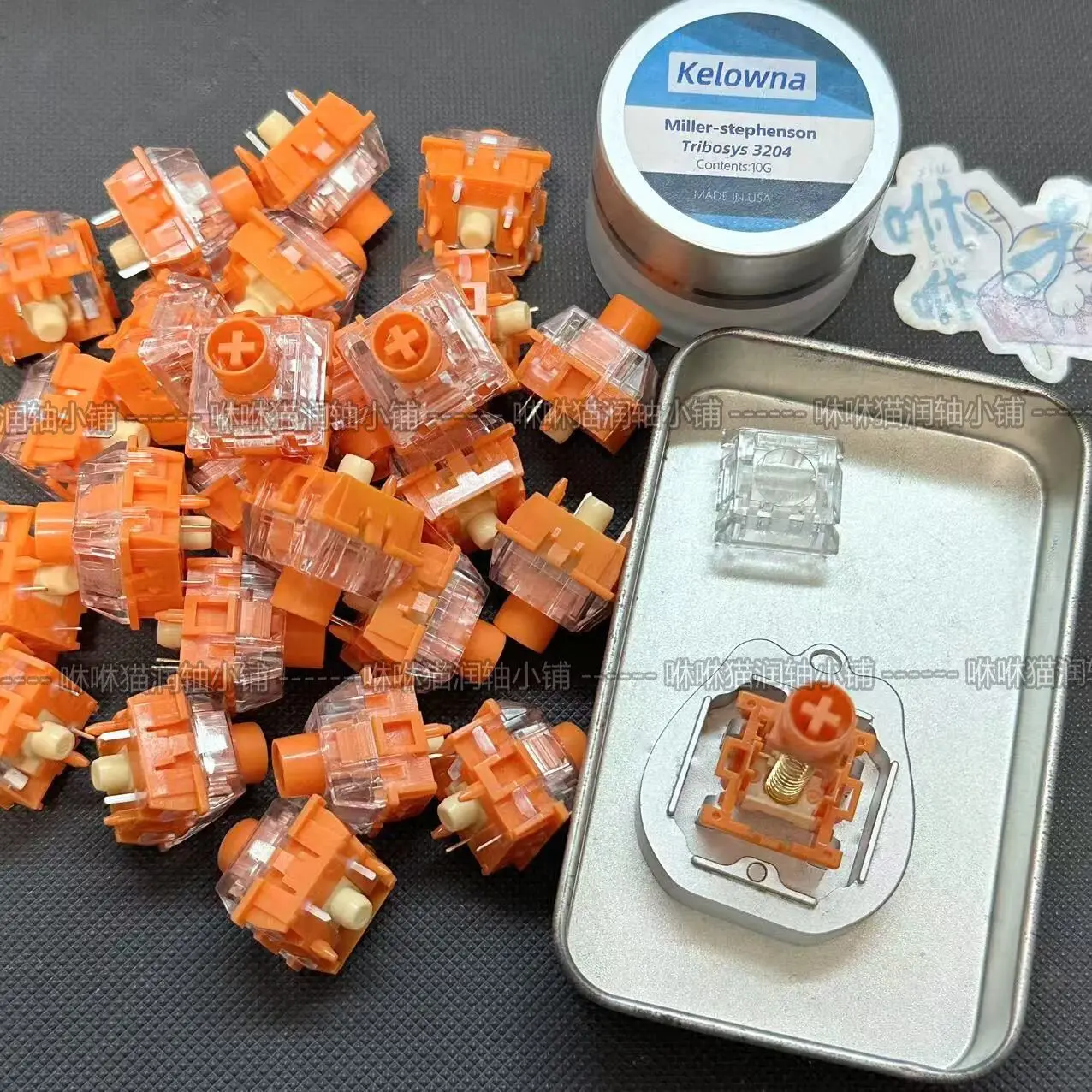 Custom Hand-Finished Amber Striped Beast Switch, RGB Lighting Precision Polished Golden Feline Mechanical Keyboard Gift