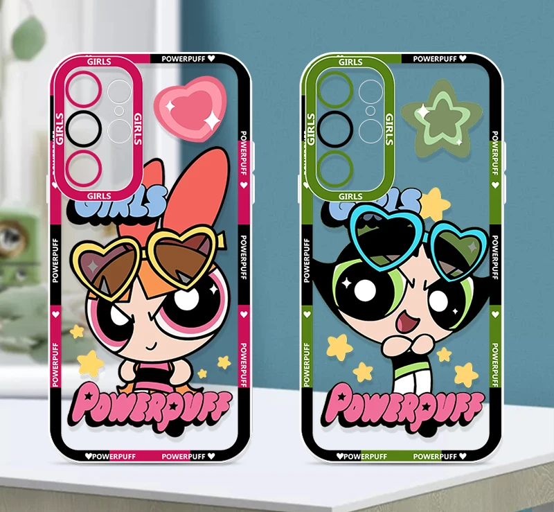 Cute Funny P-Powerpuff Girls For Samsung Galaxy S23 S22 S21 S20 Pro FE Ultra A23 A52 A53 A71 Angel Eyes Transparent Phone Case