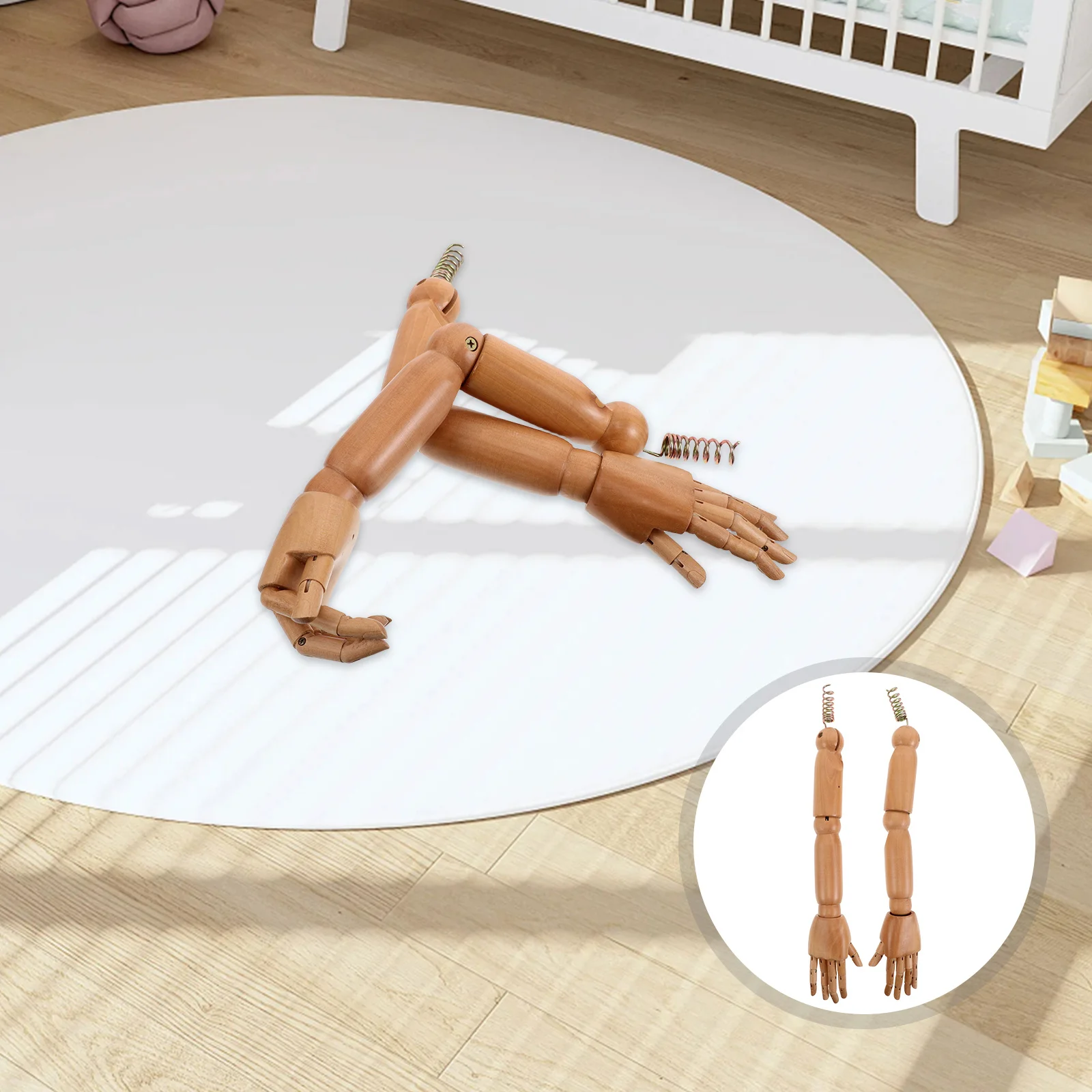 

Flexible Joint Wooden Hand Model 1Pair Natural Finish Poseable Mannequin Arm for Children Art Display