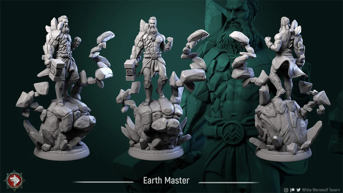 Medieval Elemental Mage Elemental Monster Dragon and Dungeon DND Running Team Chess Model